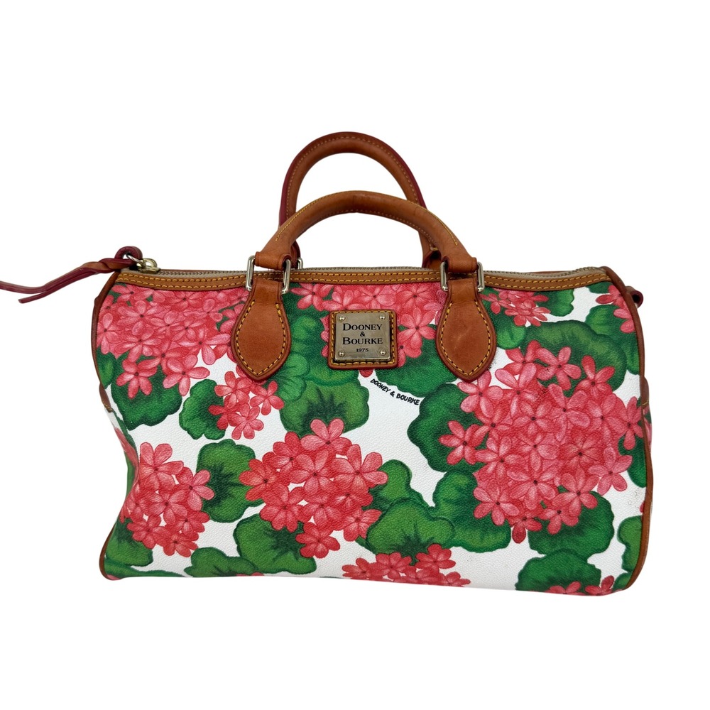 Dooney & Bourke Geranium Floral Satchel Bag Coated Canvas  FLAWS